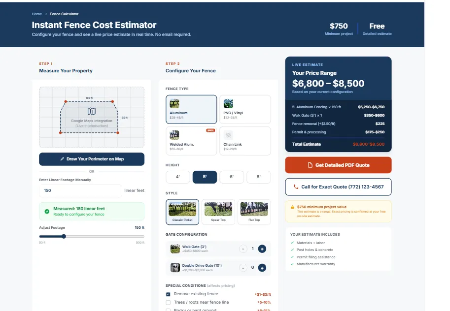 Allied Fence instant fence cost estimator tool with real contractor pricing