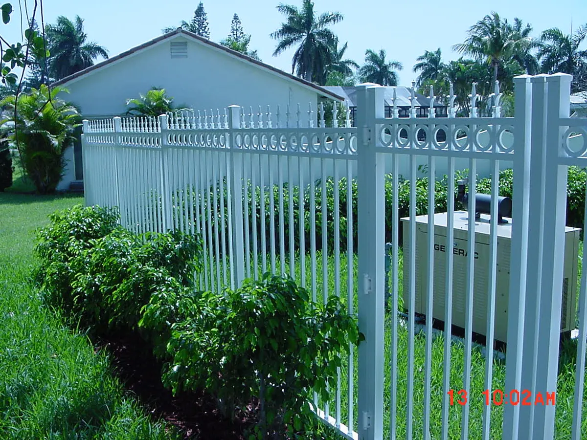 White PVC decorative fence with circle design
