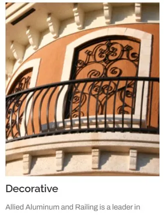 Decorative ornamental iron balcony railing installed by Allied Fence in Lake Worth FL