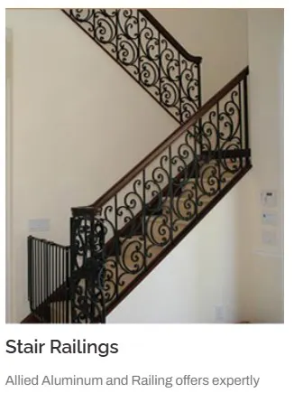Ornamental iron stair railing installed by Allied Fence in Lake Worth FL